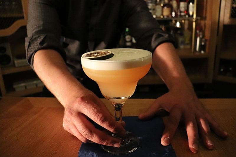 Close-up of a finished cocktail